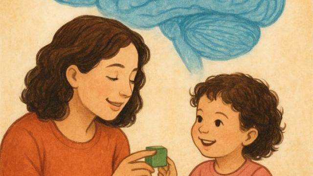 Ilustración de una madre con su hijo jugando